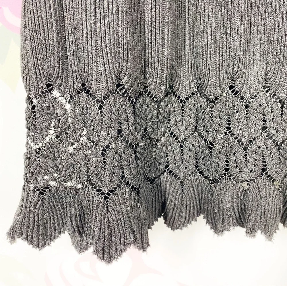 Free People Bohemian Boho Black Crochet Knit Blouse S